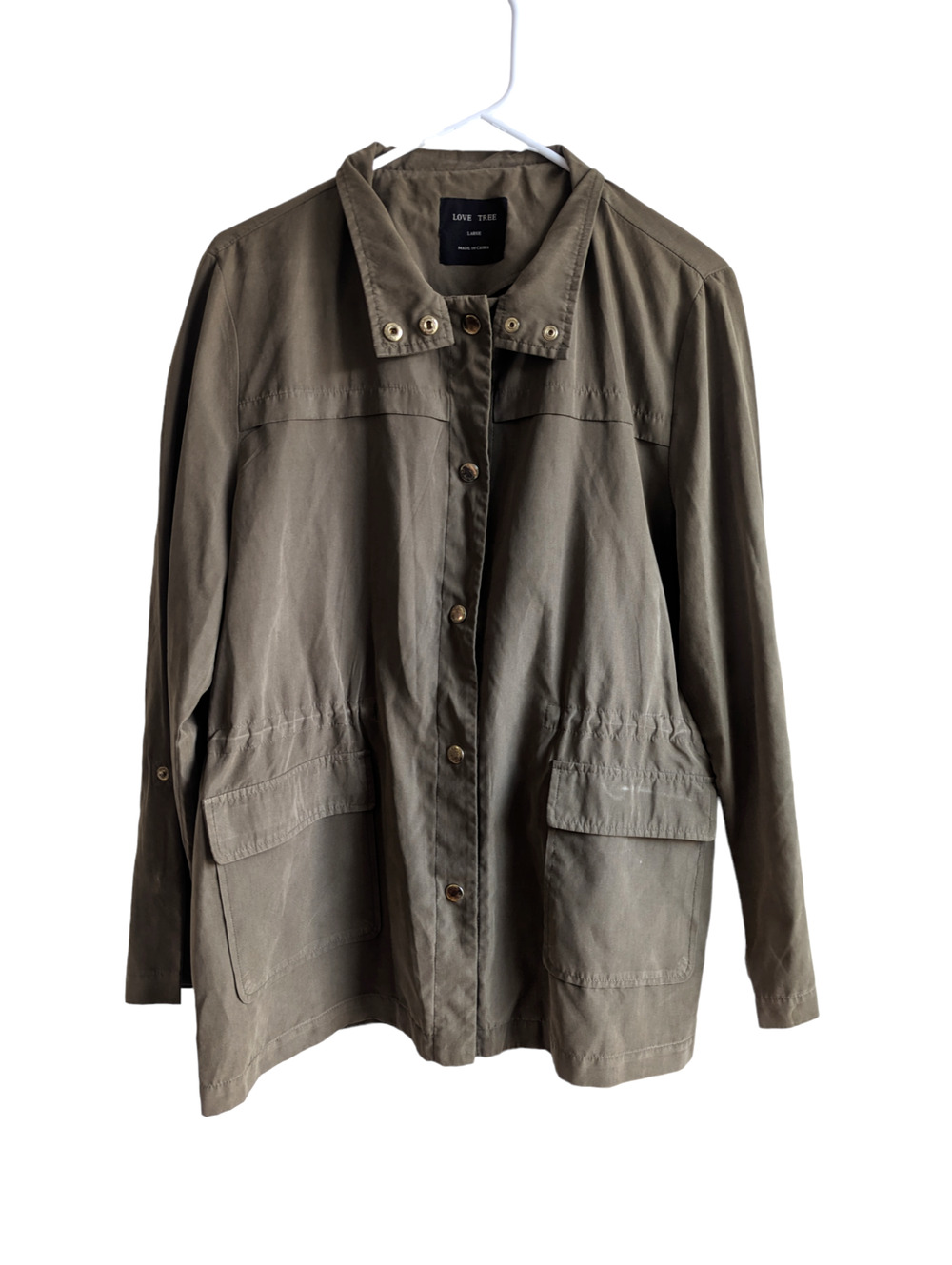 Love Tree Women's Size L Army Green Military Utility Light Weight Jacket/Shirt